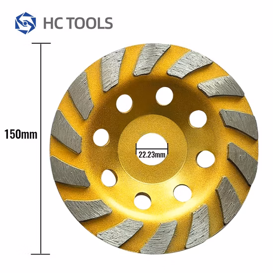 Outils de meulage de meule de meule de diamant de 6 pouces 150mm pour la pierre de Terrazzo en béton